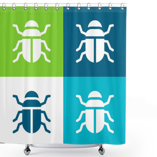 Personality  Beetle Flat Four Color Minimal Icon Set Shower Curtains