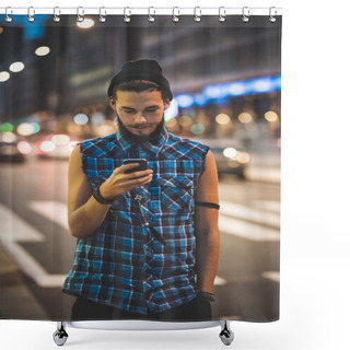 Personality  Handsome Bearded Hipster Man Shower Curtains