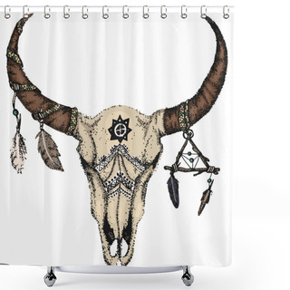 Personality  Skull Of Bison / Buffalo Skull Print Shower Curtains
