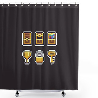 Personality  Pixel Art Treasure Shower Curtains