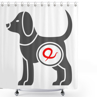 Personality  Worms In Dogs Solid Icon, Diseases Of Pets Concept, Worms Intestinal Parasites Sign On White Background, Dog With Worms Icon In Glyph Style For Mobile And Web Design. Vector Graphics. Shower Curtains