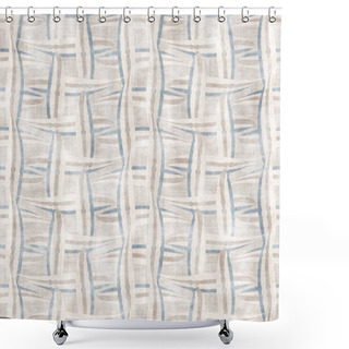 Personality  Seamless French Farmhouse Weave Stripe Pattern. Provence Blue White Linen Woven Texture. Shabby Chic Style Weave Stitch Background. Textile Rustic Allover Print Shower Curtains