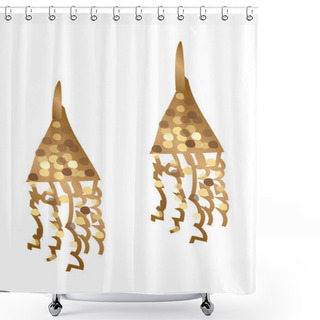 Personality  Gold Earrings Shower Curtains