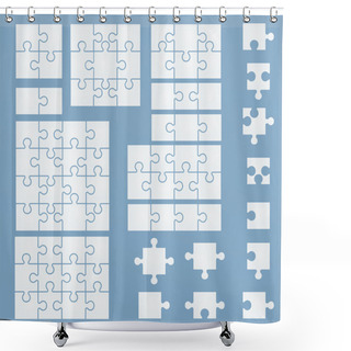 Personality  Parts Of Puzzles On Blue Template. Set Of Puzzle 2, 3, 4, 6, 8,  Shower Curtains