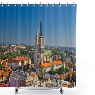Personality  Zagreb Cathedral Panoramic Aerial View Shower Curtains