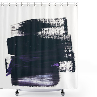 Personality  Abstract Painting With Dark Purple And Black Brush Strokes On White Shower Curtains