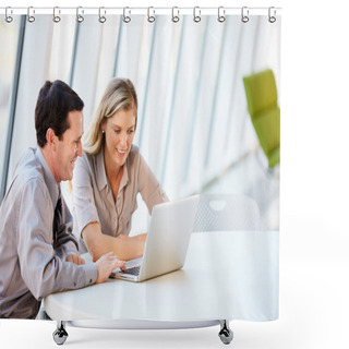 Personality  Business Having Meeting Around Table In Modern Office Shower Curtains