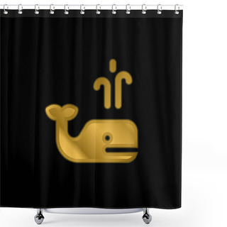 Personality  Blue Whale Gold Plated Metalic Icon Or Logo Vector Shower Curtains