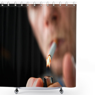 Personality  Man Lighting A Cigarette Shower Curtains