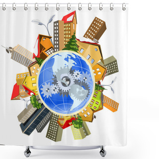 Personality  Earth Perfect Precise Machine Shower Curtains
