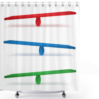 Personality  Set Of Three Swings In Different Colors Shower Curtains