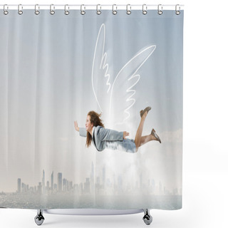 Personality  Woman Flying High Shower Curtains