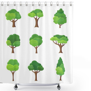 Personality  Trees Icons Collection Shower Curtains