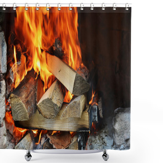 Personality  Fire In Fireplace Shower Curtains