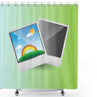 Personality  Bright Background With Photo Frames. Abstract Illustration Shower Curtains