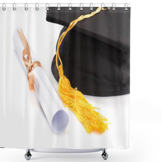 Personality  Graduation Mortarboard And Diploma  Shower Curtains
