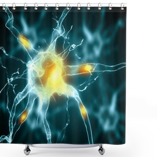 Personality  Illustration Of A Nerve Cell Shower Curtains