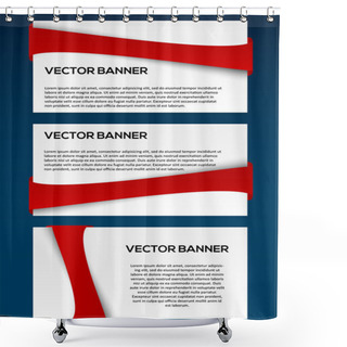 Personality  Vecor Banner Set With Red Line Shower Curtains
