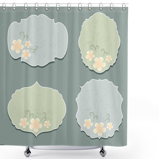 Personality  Set Of Flora Labels Vector Shower Curtains