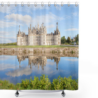 Personality  Chateau De Chambord, Royal Medieval French Castle With Reflectio Shower Curtains