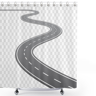 Personality  Vector Curved Road With White Middle Line In Perspective View Shower Curtains