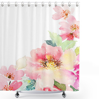 Personality  Watercolor Card With Flowers. Handmade. Shower Curtains