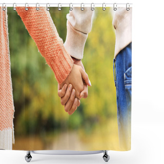 Personality  Couple Holding Hands In The Park Shower Curtains