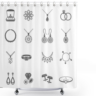 Personality  Jewelry Icon Black Shower Curtains