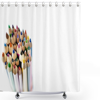 Personality  Coloured Pencils Isolated On The White Background Shower Curtains