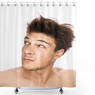 Personality  Tired Man Looking On The Left Side Shower Curtains