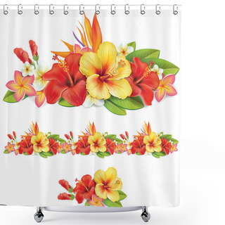 Personality  Garland Of Ropical Flowers Shower Curtains