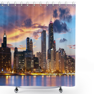 Personality  Chicago Skyline Shower Curtains