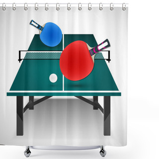 Personality  Table Tennis Concept. Vector Illustration Shower Curtains