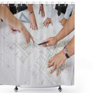 Personality  Team Of Architects On Construciton Site Shower Curtains