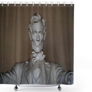 Personality  Straight On Face Dark Portrait Of Abraham Lincoln At Memorial In Washington, DC In Stylized High Contrast. Shower Curtains