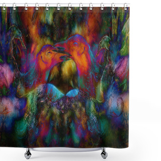 Personality  Beautiful Colorful Painting Of A Radiant Fairy Emerald Green Phoenix Bird, Colorful Ornamental Fantasy Painting Shower Curtains