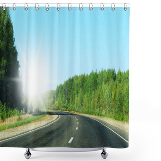 Personality  Express Road Disappearing Over The Horizon Shower Curtains