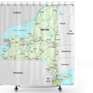 Personality  Road Map Of The US American Federal State New York Shower Curtains