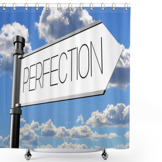 Personality  Perfection - Signpost With One Arrow, Sky In Background Shower Curtains
