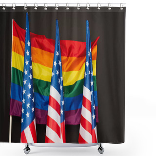 Personality  American And Colorful Lgbt Flags Isolated On Black Shower Curtains