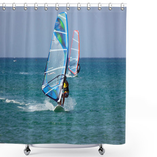 Personality  Windsurf At Prassonissi Beach Shower Curtains