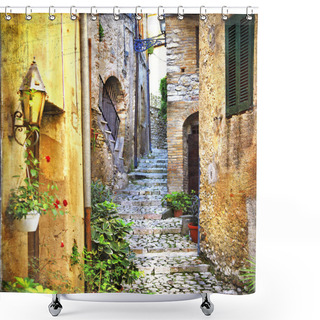 Personality  Charming Old Streets Of Mediterranean Shower Curtains