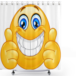 Personality  Emoticon With Big Toothy Smile Showing Thumbs Up Shower Curtains