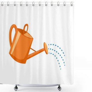 Personality  Orange Plastic Watering Can With Water Shower Curtains
