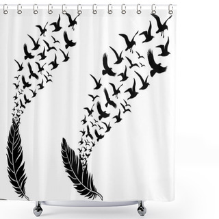 Personality  Feathers With Flying Birds, Vector Shower Curtains