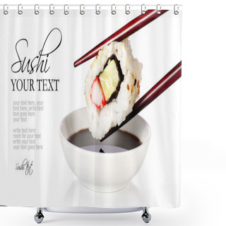 Personality  Sushi With Chop Sticks And Soy Sauce Shower Curtains