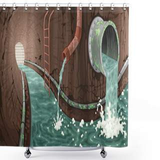 Personality  Inside The Sewer.  Shower Curtains