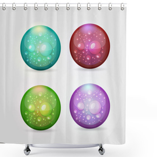 Personality  Vector Set Of Colored Aqua Buttons Shower Curtains