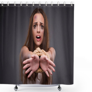 Personality  Woman In Violence And Discrimination Concept Shower Curtains