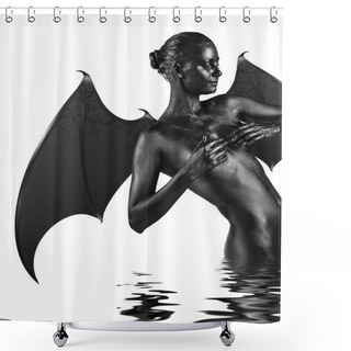 Personality  Beautiful Demon With Black Wings And Skin Shower Curtains